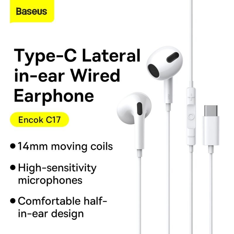 Baseus Type C Hands Free C17 Encok Jeck Wired White