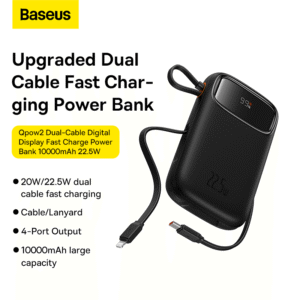 Baseus Qpow2 Dual Cable Digital Display Fast Charge Power Bank 10000mAh 22.5W