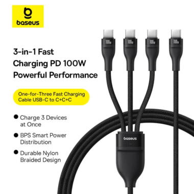 Type-C to C+C+C One-For-Three Fast Charging Cable Baseus Flash Series 3