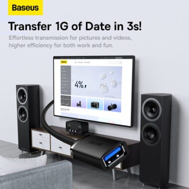 Baseus AirJoy Series USB3.0 Extension Cable Cluster Black