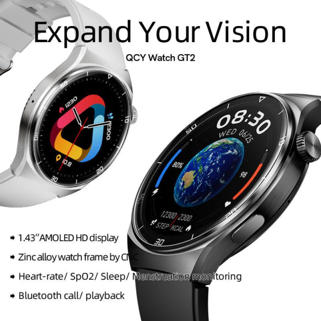 QCY Watch GT2 With 1.43 AMOLED Display