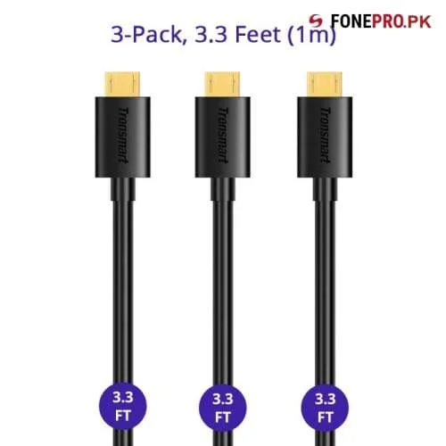Tronsmart Premium Micro USB 3 Cable [3-Pack 3.3ft] price in Pakistan