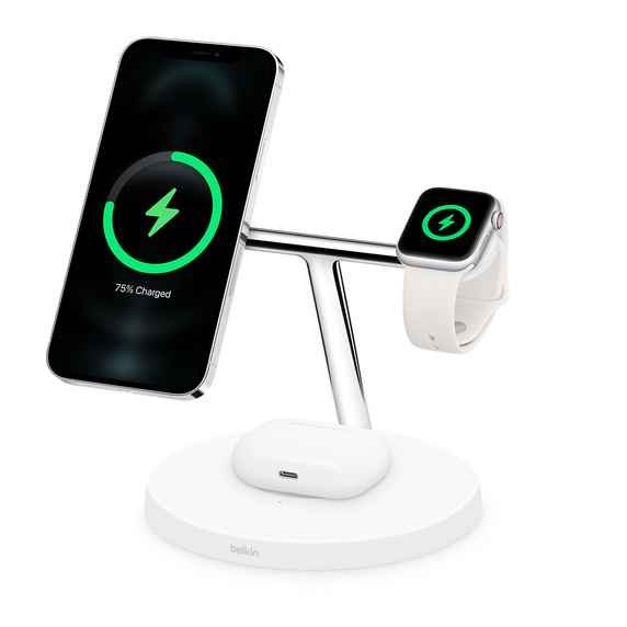 Belkin BOOST PRO 3-in-1 Wireless Charger with MagSafe - White