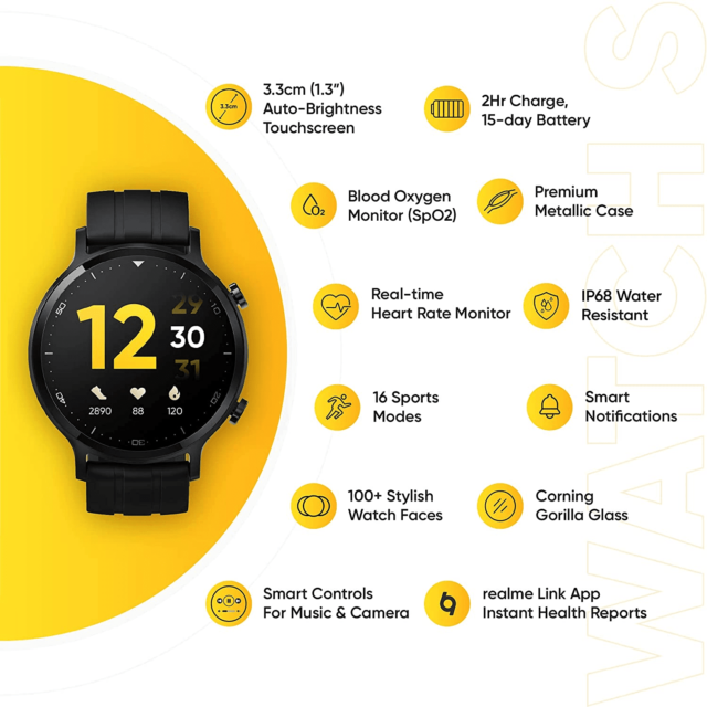 Realme Watch S Smartwatch- Black Price in Pakistan | Fonepro.pk