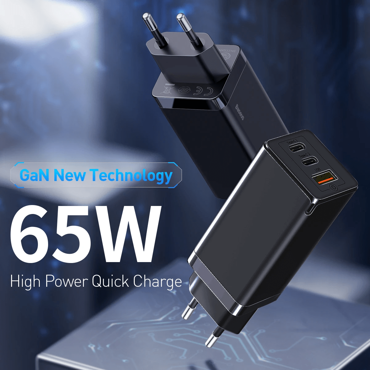 BASEUS 65W GAN 2 PRO FAST CHARGER WITH 100W -C TO C CABLE