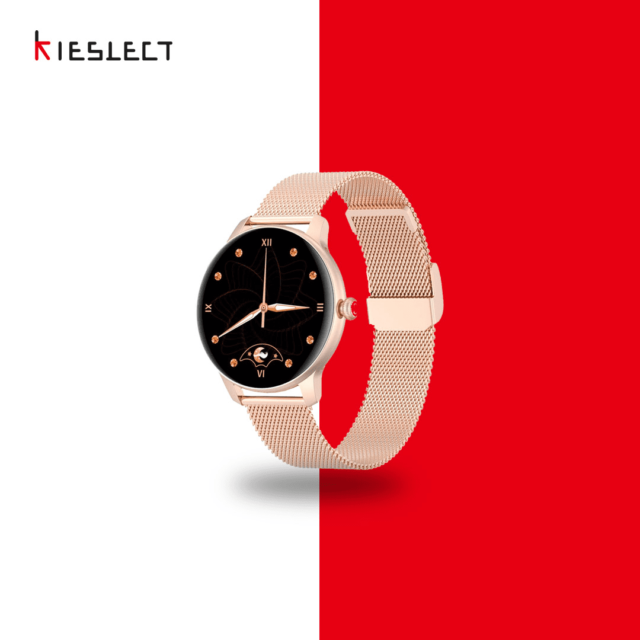 Kieslect L11 with Gold Metal Strap SmartWatch for Ladies