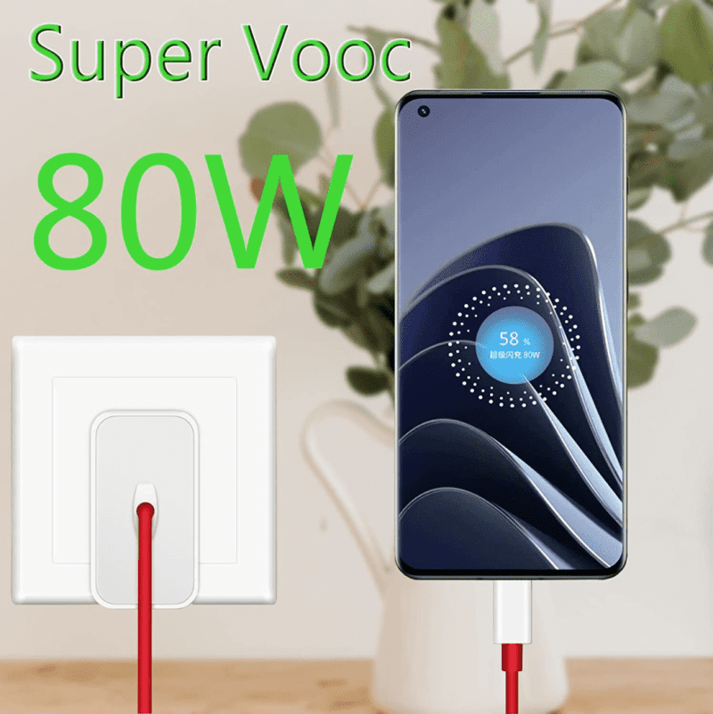 OnePlus Super vooc 80W Adapter for oneplus 10 pro Warp USB A-to-C Warp Charger
