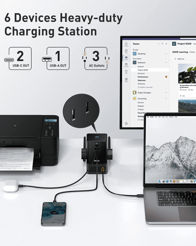 Baseus PowerCombo 65W, 6-in 1 Charging Station - Image 4