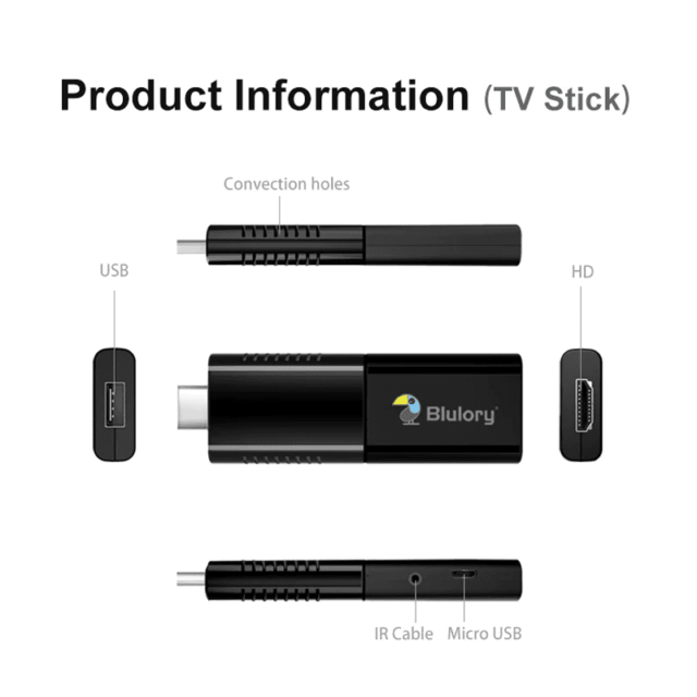 Blulory 4K TV Stick Global Version Android 10 1GB 8GB Wi-Fi