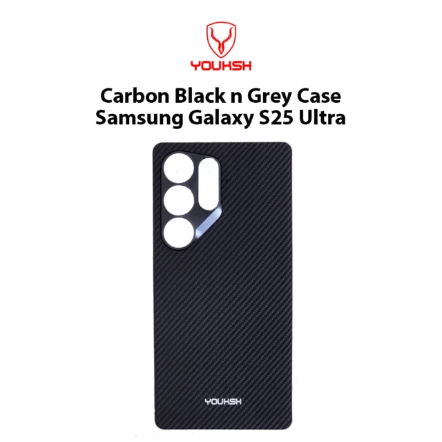 YOUKSH Carbon Black Grey Case for Samsung Galaxy S25 Ultra