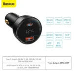 Baseus Superme Digital Display PPS Dual 100W Car Charger