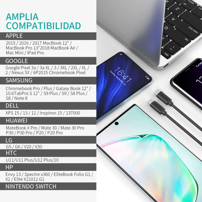 Choetech USB Type C USB Type C cable 3A 3m CC0004