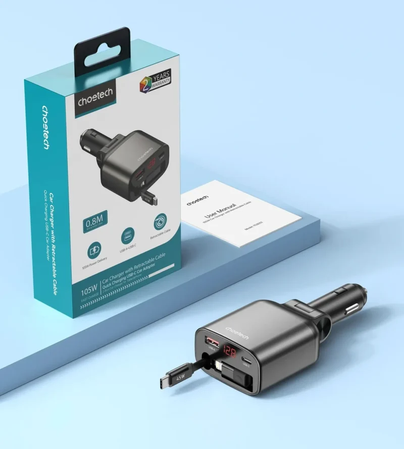 CHOETECH TC0033 105W USB-C+USB-A Fast car charger