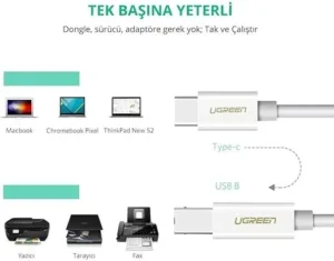 UGREEN USB-C TO USB 2.0 PRINTER CABLE 1.5M 40417