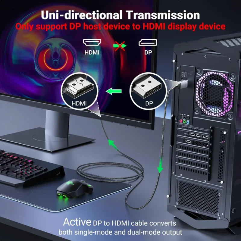 UGREEN 25491 DisplayPort 1.2 to HDMI Cable 3 Meter 4K