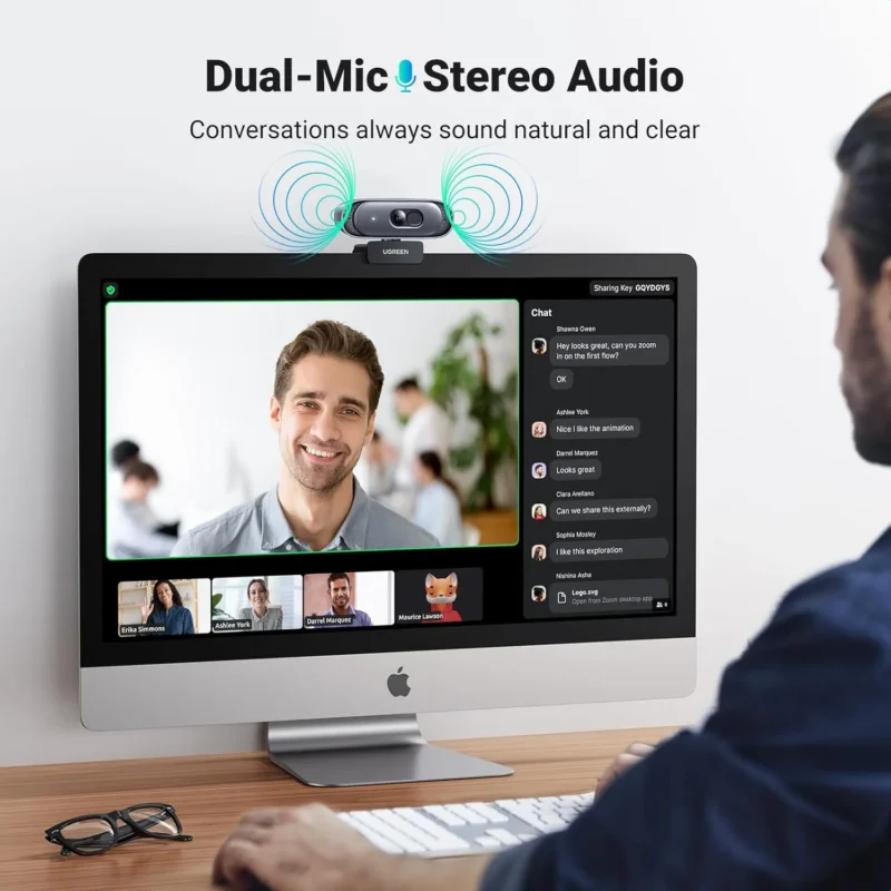 UGREEN 35626 2K Webcam Full HD 1080p/60fps with Autofocus