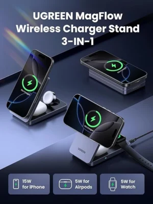 UGREEN Qi2 25W MagFlow 3-in-1 Magnetic Wireless Charger