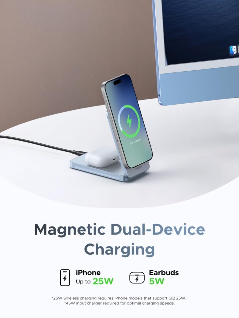UGREEN Qi2 2 in 1 Magnetic Wireless Charger 25W