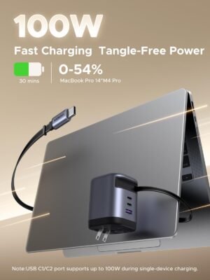 UGREEN Nexode 100W Charger with Retractable USB-C Cable