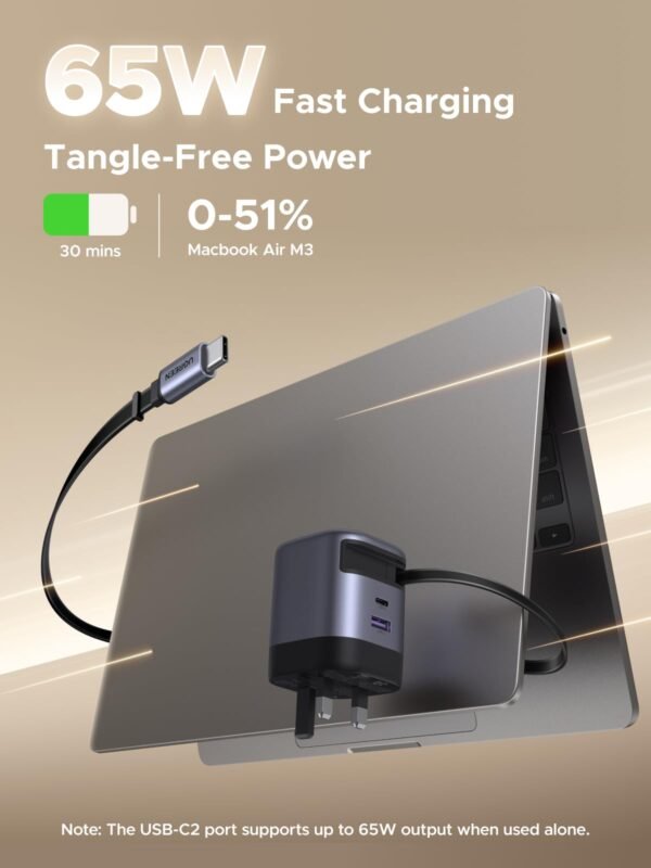 UGREEN Nexode Charger Retractable USB-C Cable 65W