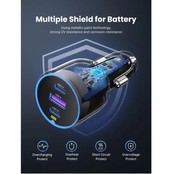 UGREEN 75W 3-Port Fast Car Charger 35024 UGREEN 75W 3-Port Fast Car Charger 35024