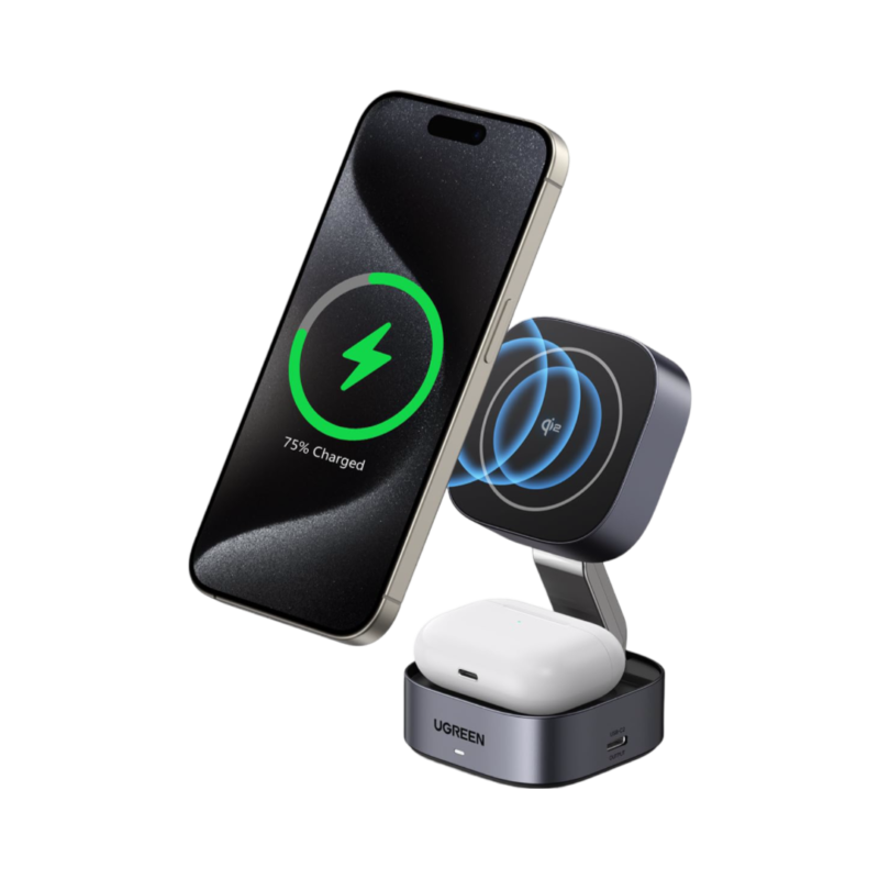 UGREEN MagFlow 2-in-1 Qi2 Magnetic Foldable Wireless Charger 35316