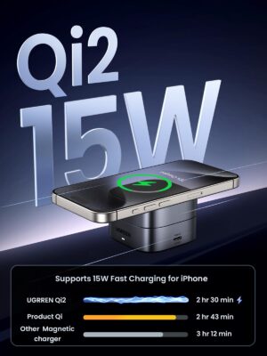 UGREEN MagFlow 2-in-1 Qi2 Magnetic Foldable Wireless Charger 35316