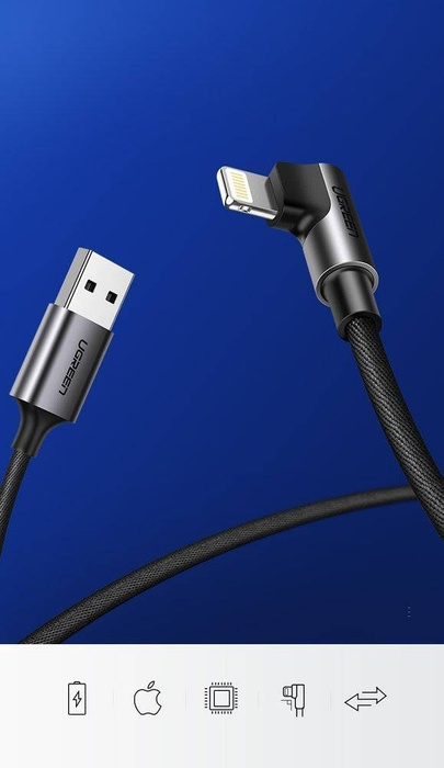 Ugreen 60521 Angled Lightning To USB 2.0 A Male Cable Ugreen 60521 Angled Lightning To USB 2.0 A Male Cable