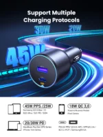 UGREEN 63W Type-C + USB A Fast Car Charger 35023