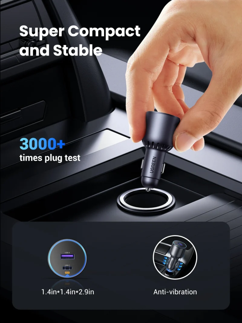 UGREEN 63W Type-C + USB A Fast Car Charger 35023