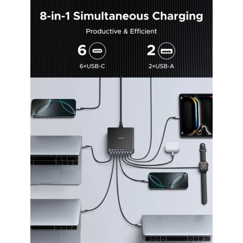 UGREEN 55763 200W 8-Ports GaN Desktop Fast Charger