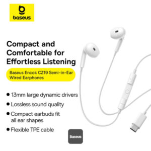 Baseus Encok CZ19 USB-C Wired Earphones For iPhone