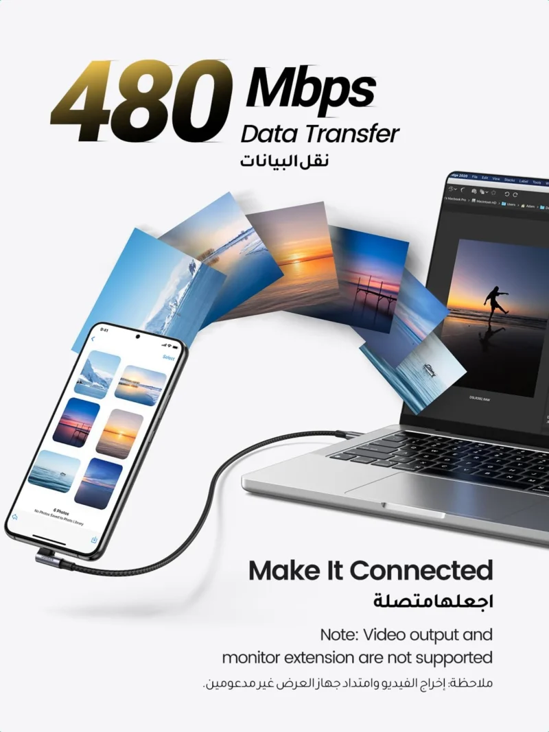 UGREEN USB C to USB C Cable Right Angle 100W 70645