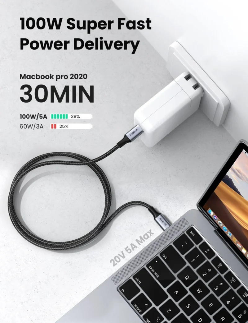 UGREEN USB-C to C Aluminum Braided Cable 100W 1.5M 70428 UGREEN USB-C to C Aluminum Braided Cable 100W 1.5M 70428