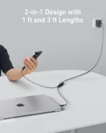 Anker 140W 2-in-1 USB-C to USB-C Cable A8895 Anker 140W 2-in-1 USB-C to USB-C Cable A8895