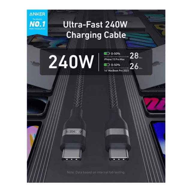 Anker 240W 6ft USB C to C Cable Braided