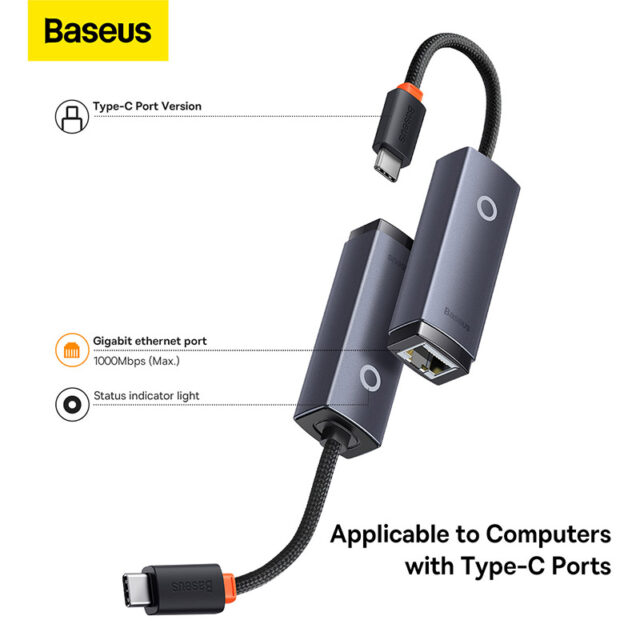 Baseus Lite Series Ethernet Adapter RJ45 LAN Port 1000Mbps