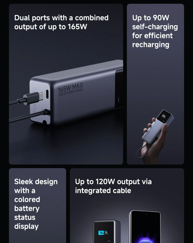 Xiaomi 165W Power Bank 10000 Integrated Cable